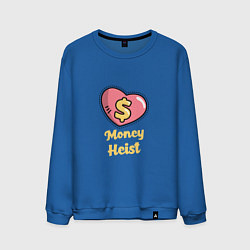 Свитшот хлопковый мужской Money Heist Heart, цвет: синий
