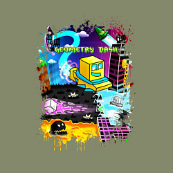 Свитшот хлопковый мужской Geometry Dash: Pixel Logo, цвет: авокадо — фото 2