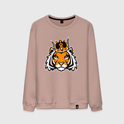 Свитшот хлопковый мужской Тигр в короне Tiger in crown, цвет: пыльно-розовый