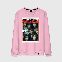 Свитшот хлопковый мужской BTS БТС на обложке журнала, цвет: светло-розовый