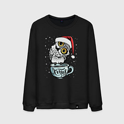 Свитшот хлопковый мужской X-mas Owl, цвет: черный