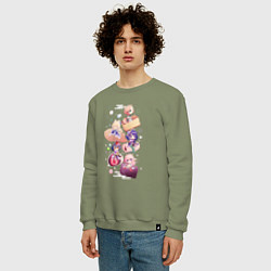 Свитшот хлопковый мужской Чиби Инадзума, цвет: авокадо — фото 2