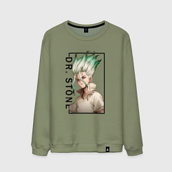 Свитшот хлопковый мужской Доктор Стоун Сенку Ишигами, цвет: авокадо