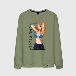 Свитшот хлопковый мужской Нами Ван Пис, цвет: авокадо