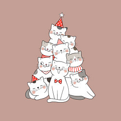 Свитшот хлопковый мужской НОВОГОДНЯЯ ЕЛКА ИЗ КОТОВ, цвет: пыльно-розовый — фото 2