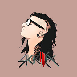 Свитшот хлопковый мужской Портрет Skrillex Скриллекс, цвет: пыльно-розовый — фото 2