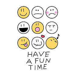 Свитшот хлопковый мужской Have a fun time - emoji, цвет: белый — фото 2