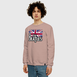 Свитшот хлопковый мужской The Beatles Great Britain Битлз, цвет: пыльно-розовый — фото 2