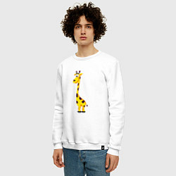 Свитшот хлопковый мужской Веселый жирафик, цвет: белый — фото 2
