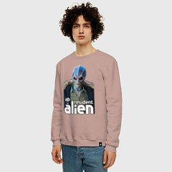 Свитшот хлопковый мужской Resident alien, цвет: пыльно-розовый — фото 2