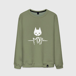 Свитшот хлопковый мужской Stray: Мяу, цвет: авокадо