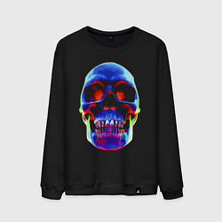 Свитшот хлопковый мужской Cool neon skull, цвет: черный
