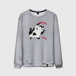 Свитшот хлопковый мужской Кот половина сердца, цвет: меланж