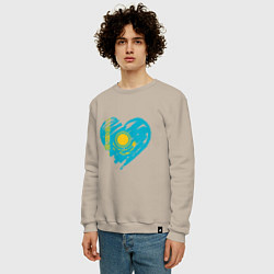 Свитшот хлопковый мужской Kazakhstan Heart, цвет: миндальный — фото 2