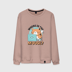 Свитшот хлопковый мужской Где же мышка Программист поймет, цвет: пыльно-розовый