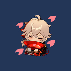 Свитшот хлопковый мужской Маленький Казуха ест геншин импакт, цвет: тёмно-синий — фото 2