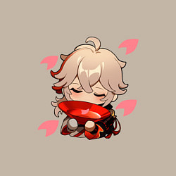 Свитшот хлопковый мужской Маленький Казуха ест геншин импакт, цвет: миндальный — фото 2