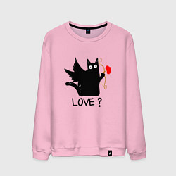 Свитшот хлопковый мужской LOVE CAT WHAT cat, цвет: светло-розовый