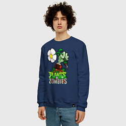 Свитшот хлопковый мужской Plants vs Zombies рука зомби, цвет: тёмно-синий — фото 2