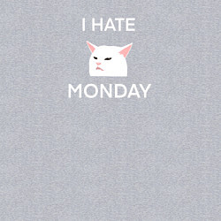 Свитшот хлопковый мужской I hate monday текст с котом, цвет: меланж — фото 2
