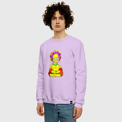 Свитшот хлопковый мужской Гомер - бог пончиков, цвет: лаванда — фото 2
