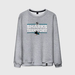 Свитшот хлопковый мужской SHARKS TERRITORY САН-ХОСЕ ШАРКС, цвет: меланж