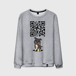 Свитшот хлопковый мужской Sex, milk, rock n roll! QR code!, цвет: меланж