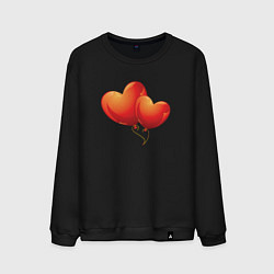 Свитшот хлопковый мужской Воздушные Сердца Любовные Шары, цвет: черный