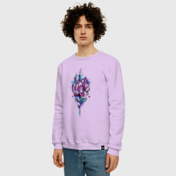 Свитшот хлопковый мужской Акварельный графичный цветок, цвет: лаванда — фото 2