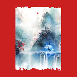 Свитшот хлопковый мужской Изумительный японский пейзаж, цвет: красный — фото 2