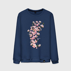 Свитшот хлопковый мужской Весна Цветущая сакура Japan, цвет: тёмно-синий