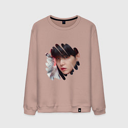 Свитшот хлопковый мужской Agust D SUGA BTS, цвет: пыльно-розовый