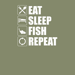 Свитшот хлопковый мужской Есть Спать Рыбалка Повторить, цвет: авокадо — фото 2