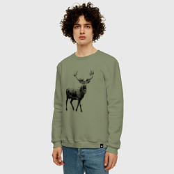 Свитшот хлопковый мужской Черный олень Black Deer, цвет: авокадо — фото 2