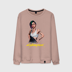 Свитшот хлопковый мужской Cyberpunk 2077 - Judy, цвет: пыльно-розовый
