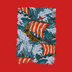 Свитшот хлопковый мужской Драккары Морской бой, цвет: красный — фото 2