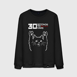 Свитшот хлопковый мужской 30 Seconds to Mars Рок кот, цвет: черный