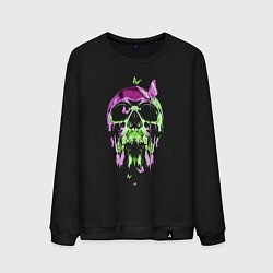 Свитшот хлопковый мужской Skull & Butterfly Neon, цвет: черный