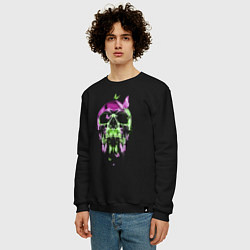 Свитшот хлопковый мужской Skull & Butterfly Neon, цвет: черный — фото 2