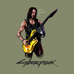 Свитшот хлопковый мужской Cyberpunk 2077 Johnny гитарист, цвет: авокадо — фото 2