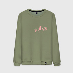 Свитшот хлопковый мужской Кардио котик, цвет: авокадо