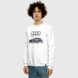 Свитшот хлопковый мужской Audi Germany Car, цвет: белый — фото 2