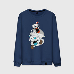 Свитшот хлопковый мужской Чашки Cuphead, цвет: тёмно-синий