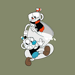 Свитшот хлопковый мужской Чашки Cuphead, цвет: авокадо — фото 2