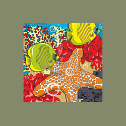 Свитшот хлопковый мужской Рыбки и морская звезда, цвет: авокадо — фото 2