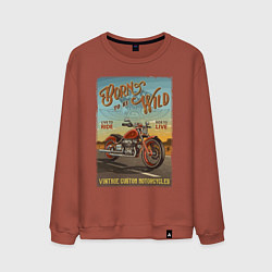 Свитшот хлопковый мужской Born to be wild!, цвет: кирпичный