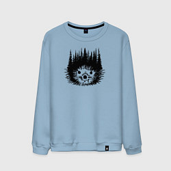 Свитшот хлопковый мужской Ёжик и лес, цвет: мягкое небо