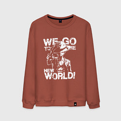 Свитшот хлопковый мужской WE GO TO THE NEW WORLD ВАНПИС, цвет: кирпичный