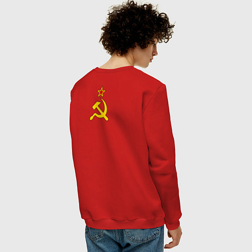 Мужской свитшот Бабуля с флагом СССР / Красный – фото 4