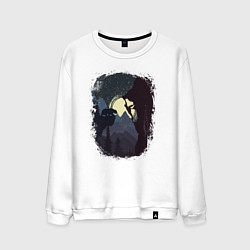 Свитшот хлопковый мужской Девочка Альпинист и Медведь, цвет: белый